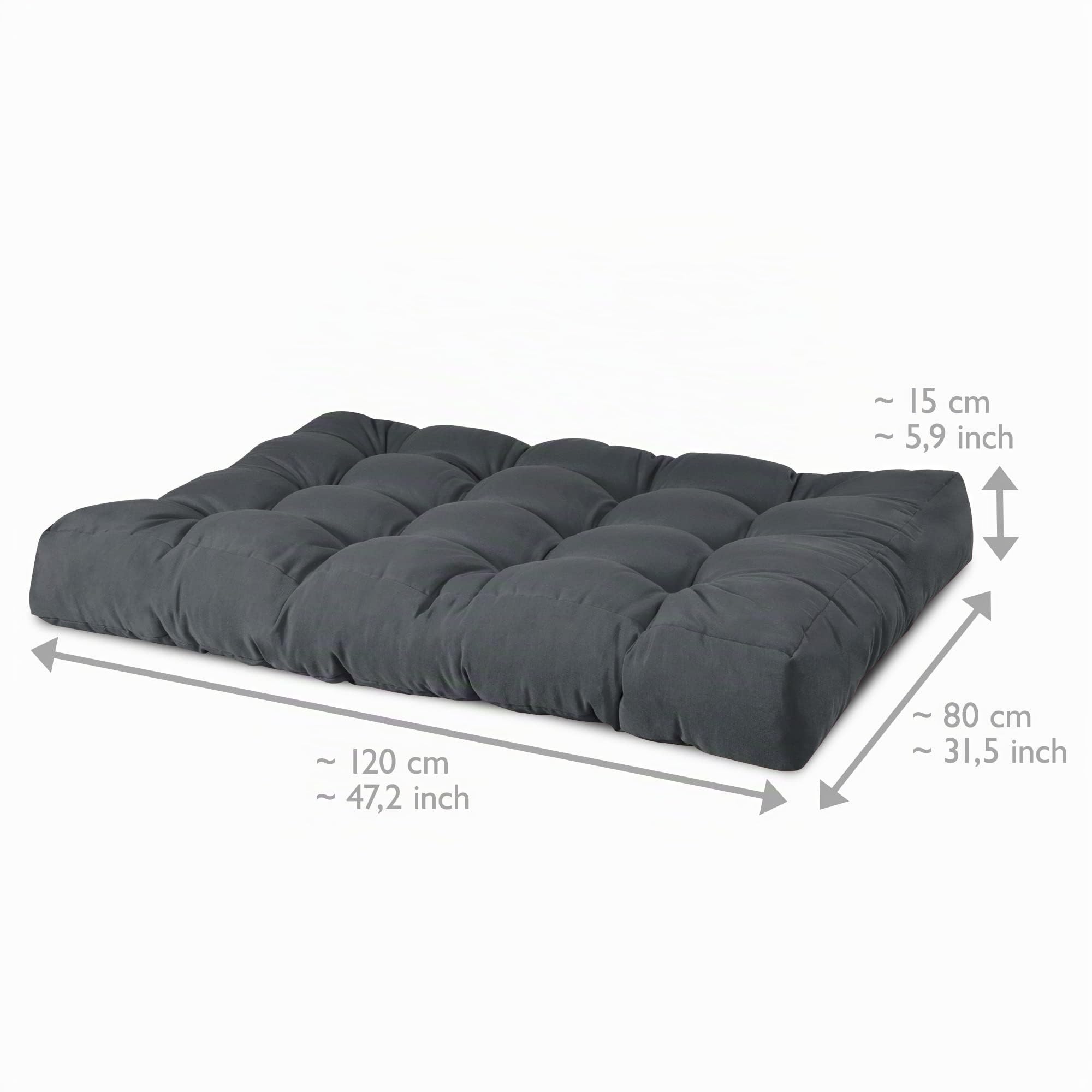 Beautissu Set de 2 Coussin Palette Lounge Extérieur Intérieur pour Salon | d'assise 120x80cm et dossier canapé 120x40cm Gris Graphite Outdoor Jardin assise europalette euro banquette Style
