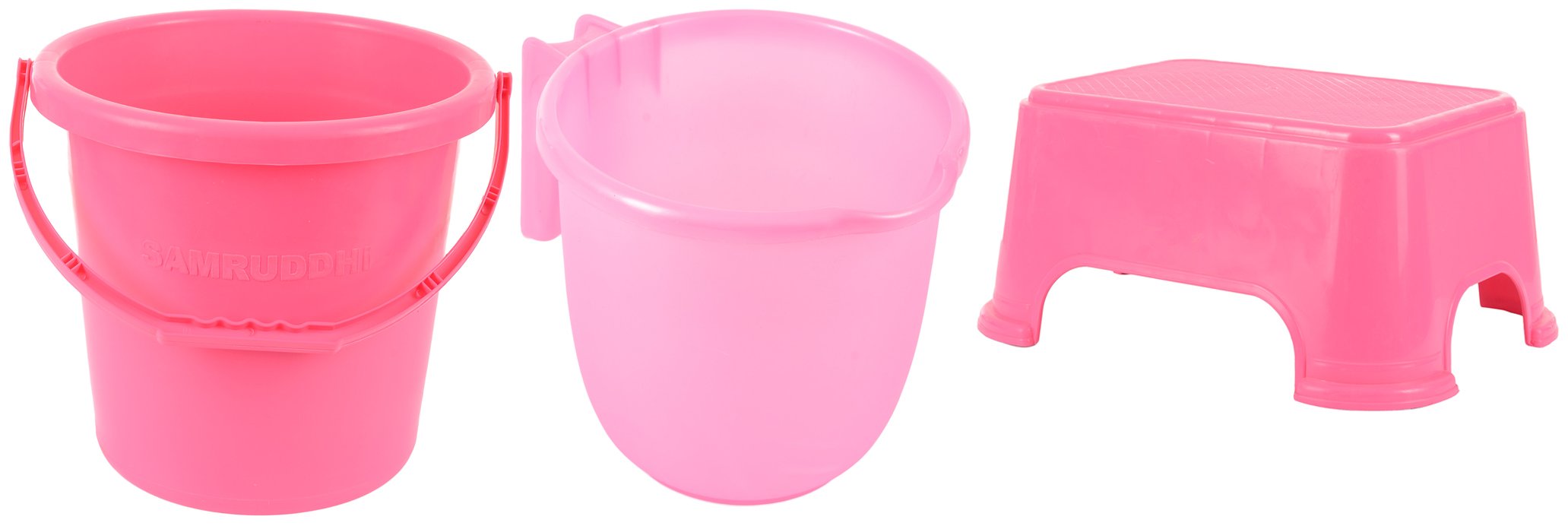 Samruddhi Elephant Plastic Bath Set, Pink, Pack of 3-image-48