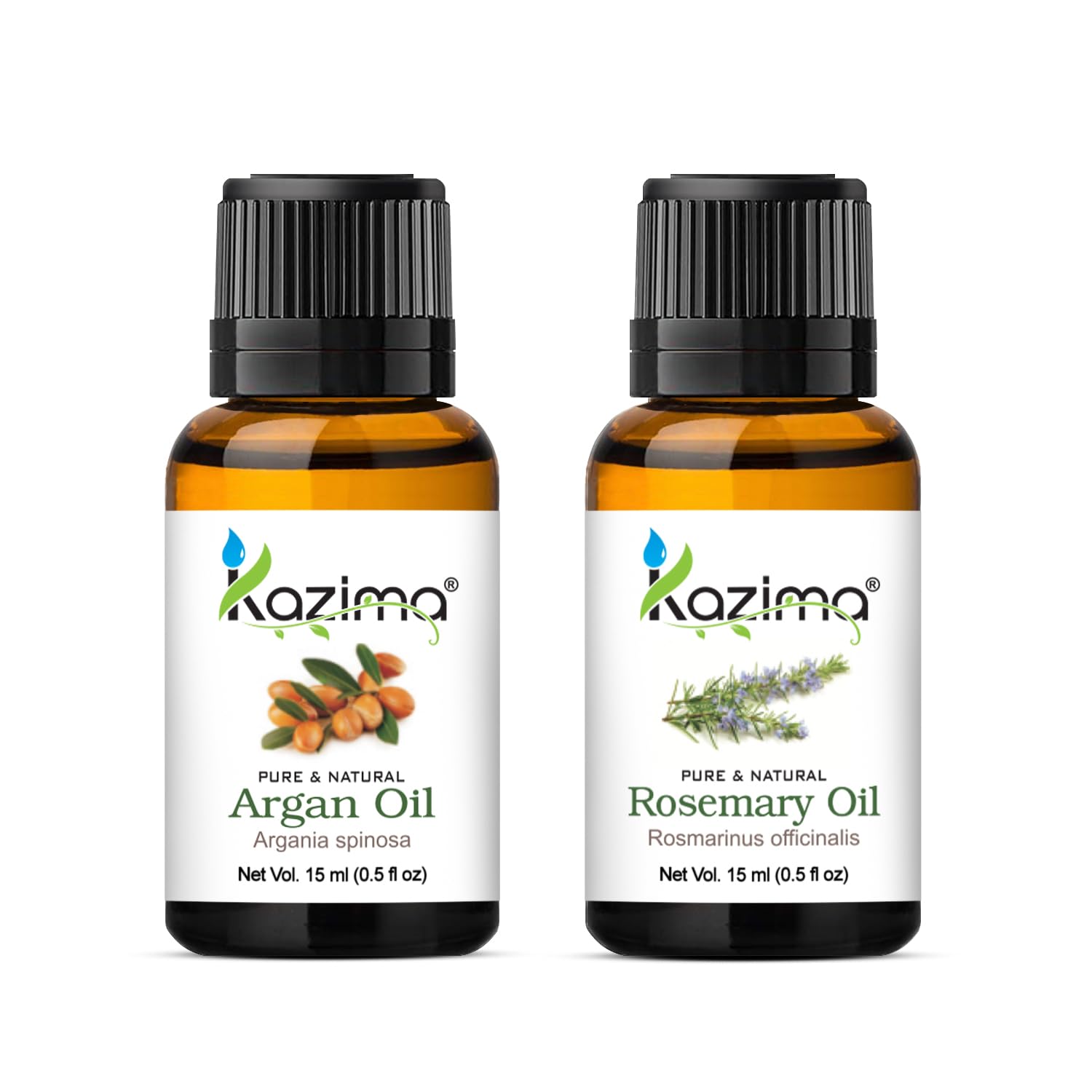 KAZIMA Combo of Moroccan Argan Carrier Oil and Rosemary Essential Oil for Hair Growth, Acne, Moisturizes Skin, 15 ml each-image-33
