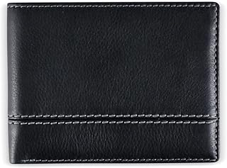 Rfid Leather Wallet | The Respected Gentlemans Bifold Slim for Men | Travel Secure RFID Blocking | Mens Full Grain Leather Wallet with Removable ID Credit Card Holder, Black Napa with Stripe Lining, Classic