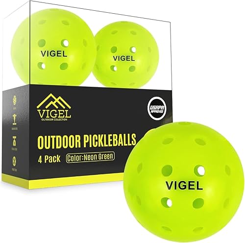 Miniatura 8 de Vigel Premium Outdoor Pickleball Balls Set of 4-12, USAPA Approved Tournament and Competition Play, Perfectly Balanced, High Bounce True Flight,