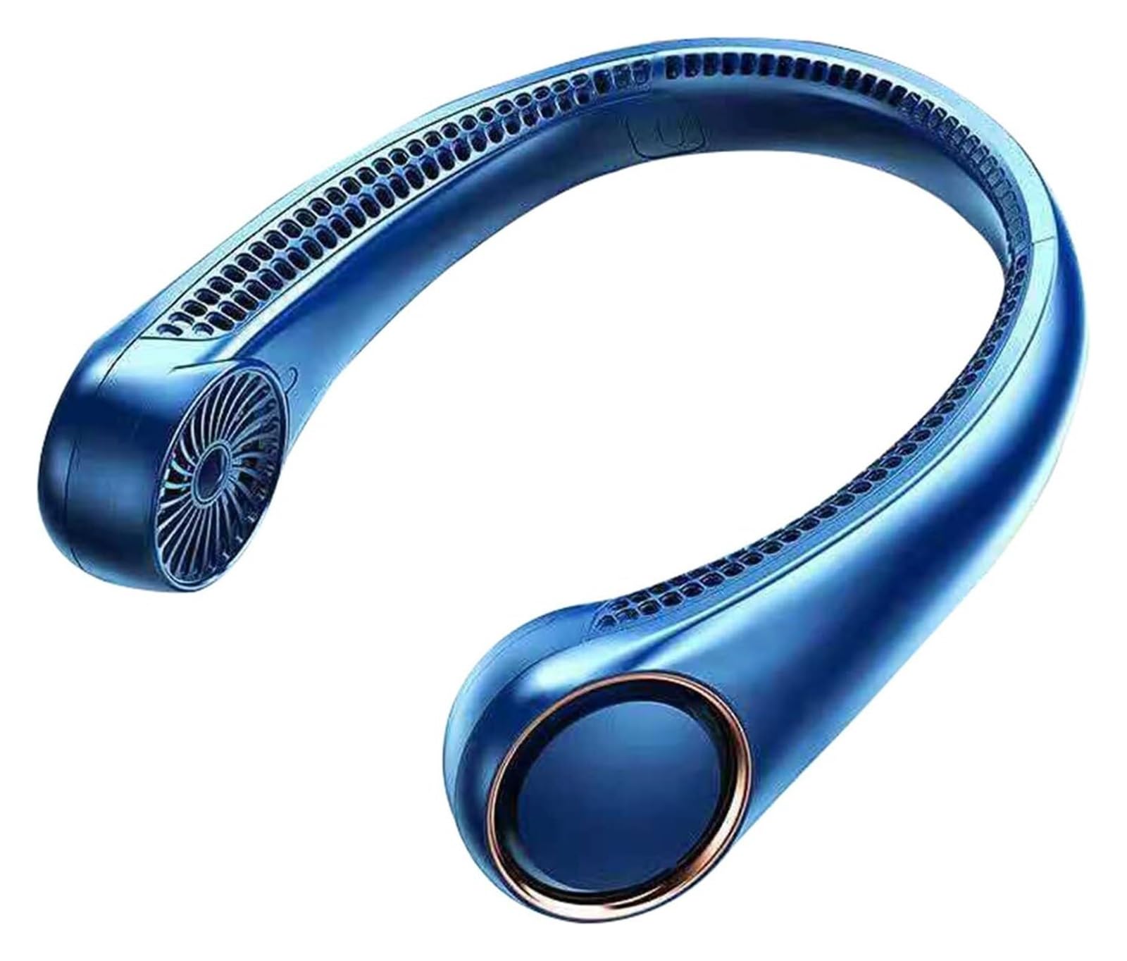 UDPOIUYT Wearable Cooling Fan, Neck Fan, Hands-Free Bladeless, 4000mAh, 3-Speed, 360-Degree Air, White Blue