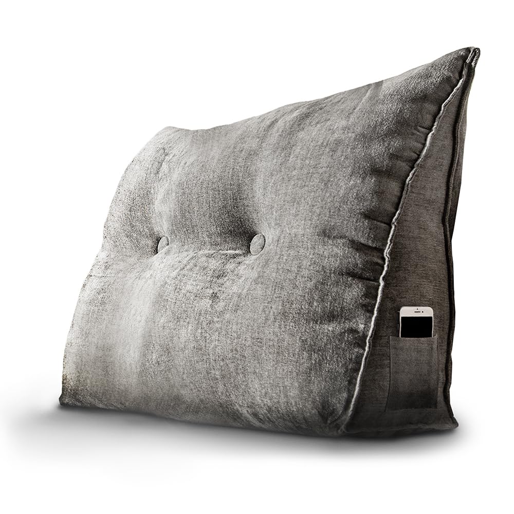 Björn&Schiller cojín de Respaldo, cojín de Lectura para Cama y sofá, Almohada de Lectura para Cama (Gris, 70 cm)