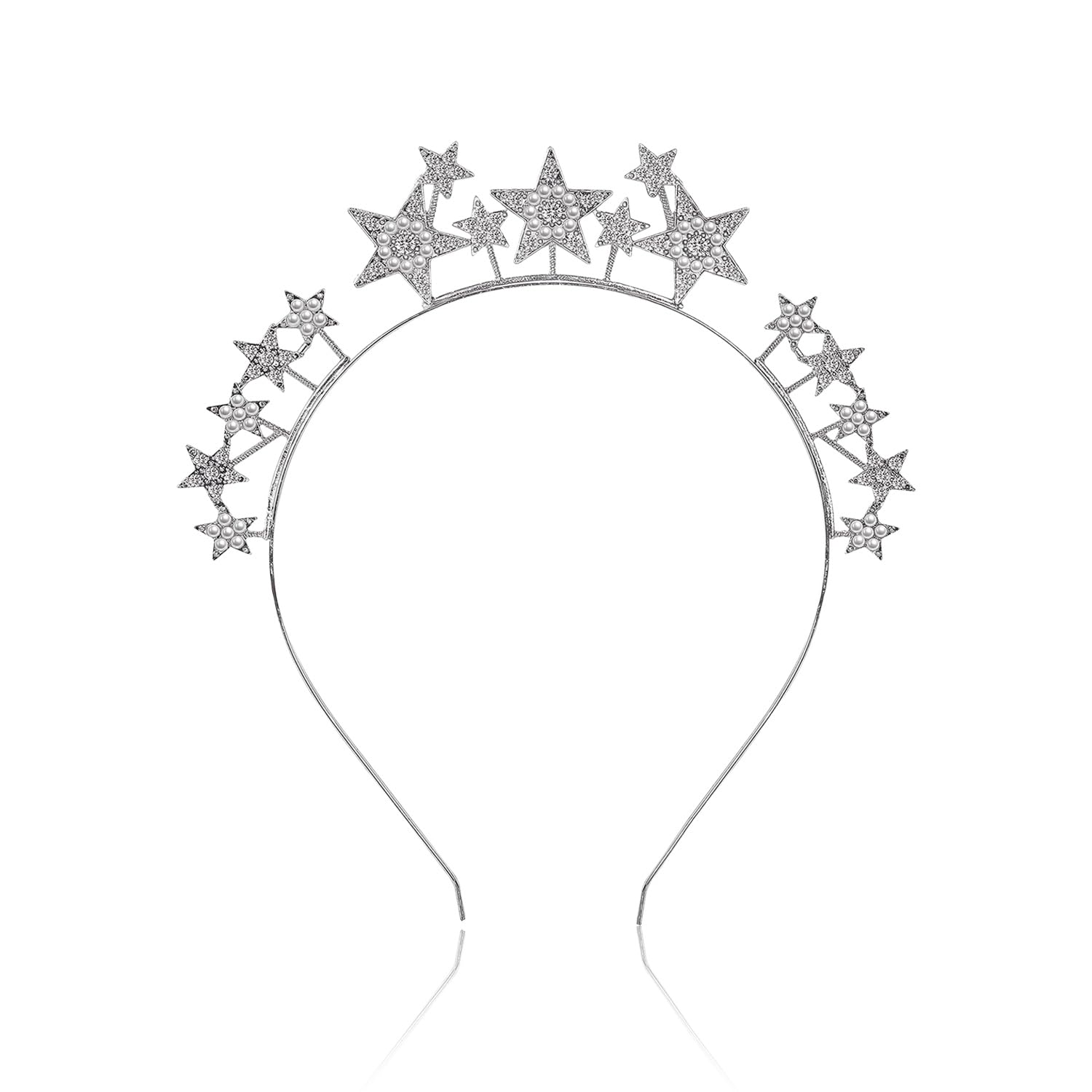 1 See Star Headband, Silver Metal Headband, Cute Hair Accessories for Women Creative Star Headband