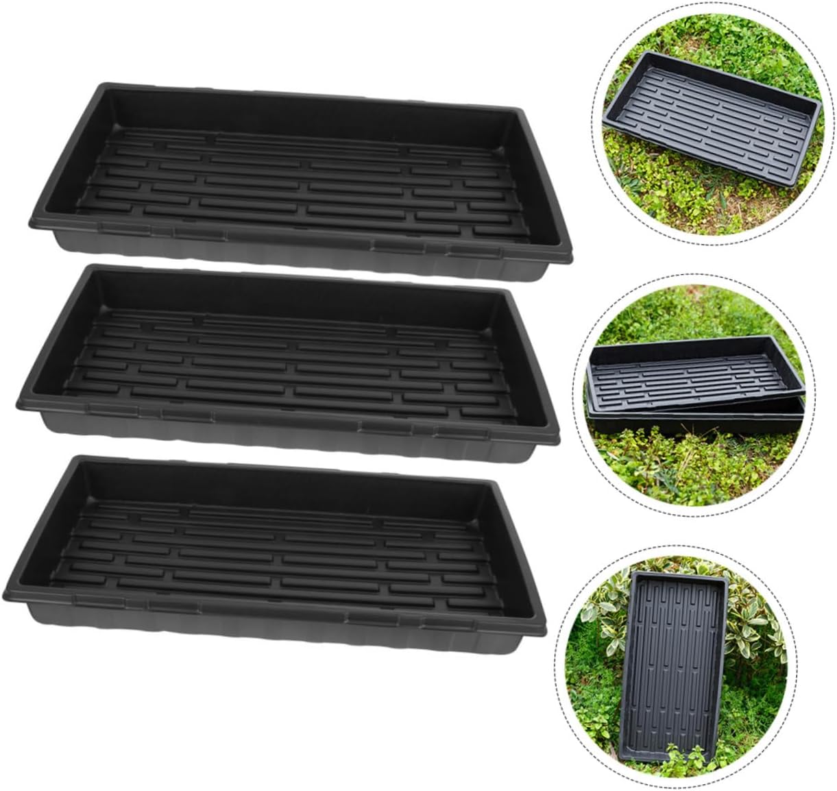 Toyvian 3Pcs Thick Seedling Trays for Plant Germination Durable Gardening Starter Trays for Greenhouse and Vegetable Planting Thick Convenient for Starting