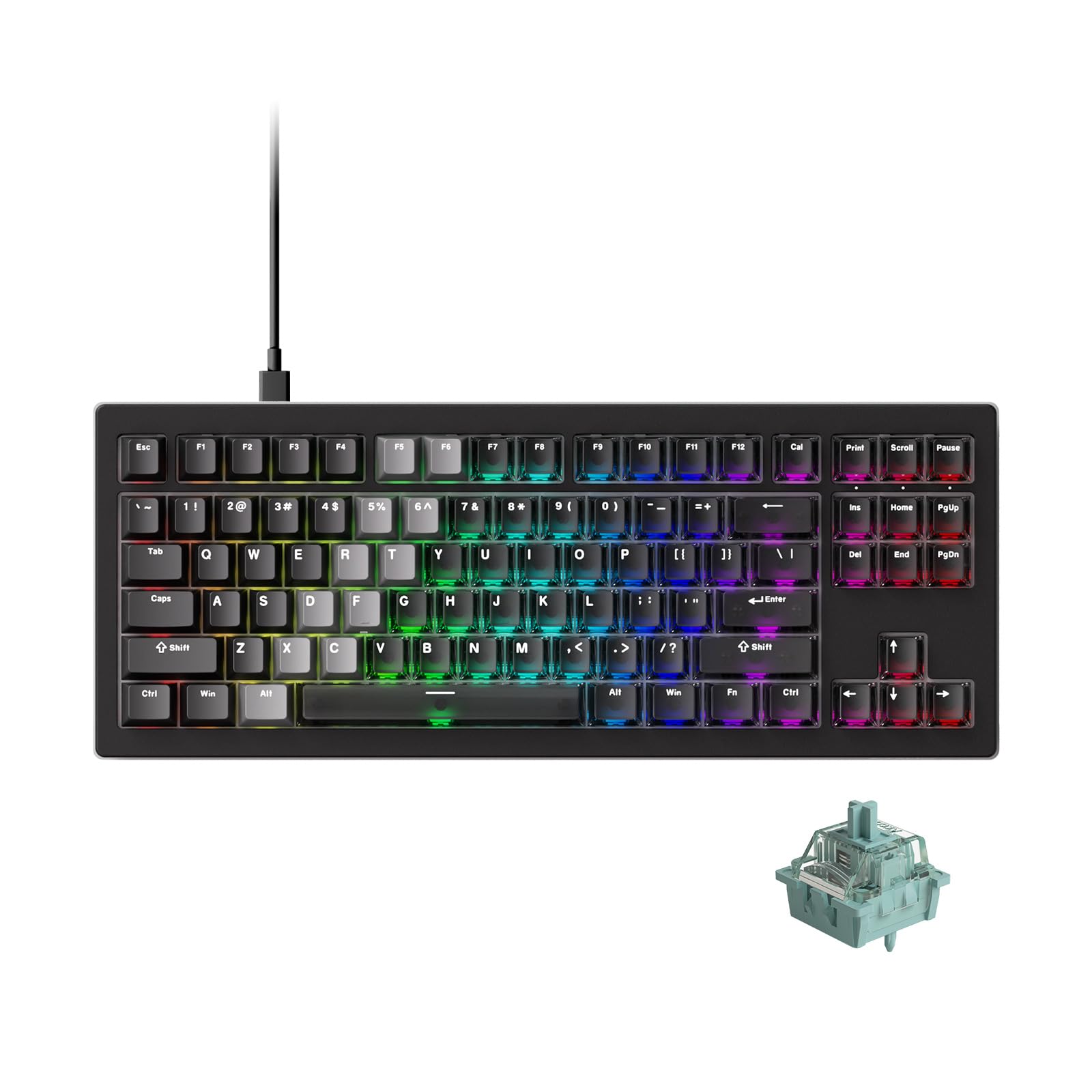 Akko 5087 V3 HE Tastiera Gaming TKL 80% Hall Effect Cavo | Tastiera RGB Switch AstroAim, Rapid Trigger RT0.005mm, Polling 8K Hz per PC/Mac (Nero Trasparente)