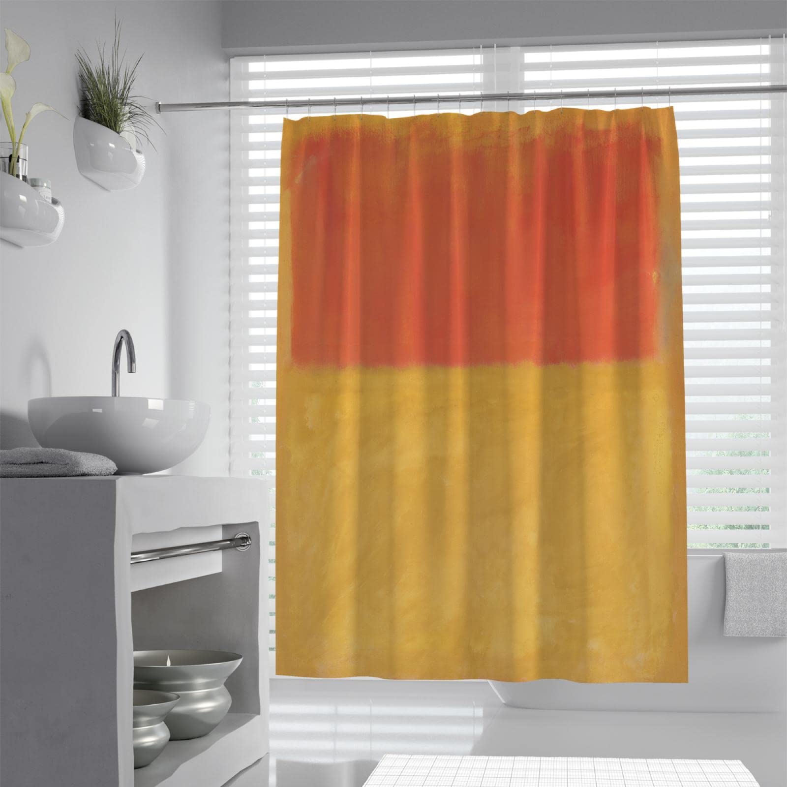 Cortina de ducha amarilla y naranja Mark Rothko Juegos de cortinas de ducha con ganchos Cortinas de baño de tela de poliéster impermeable de secado rápido 200x200 cm