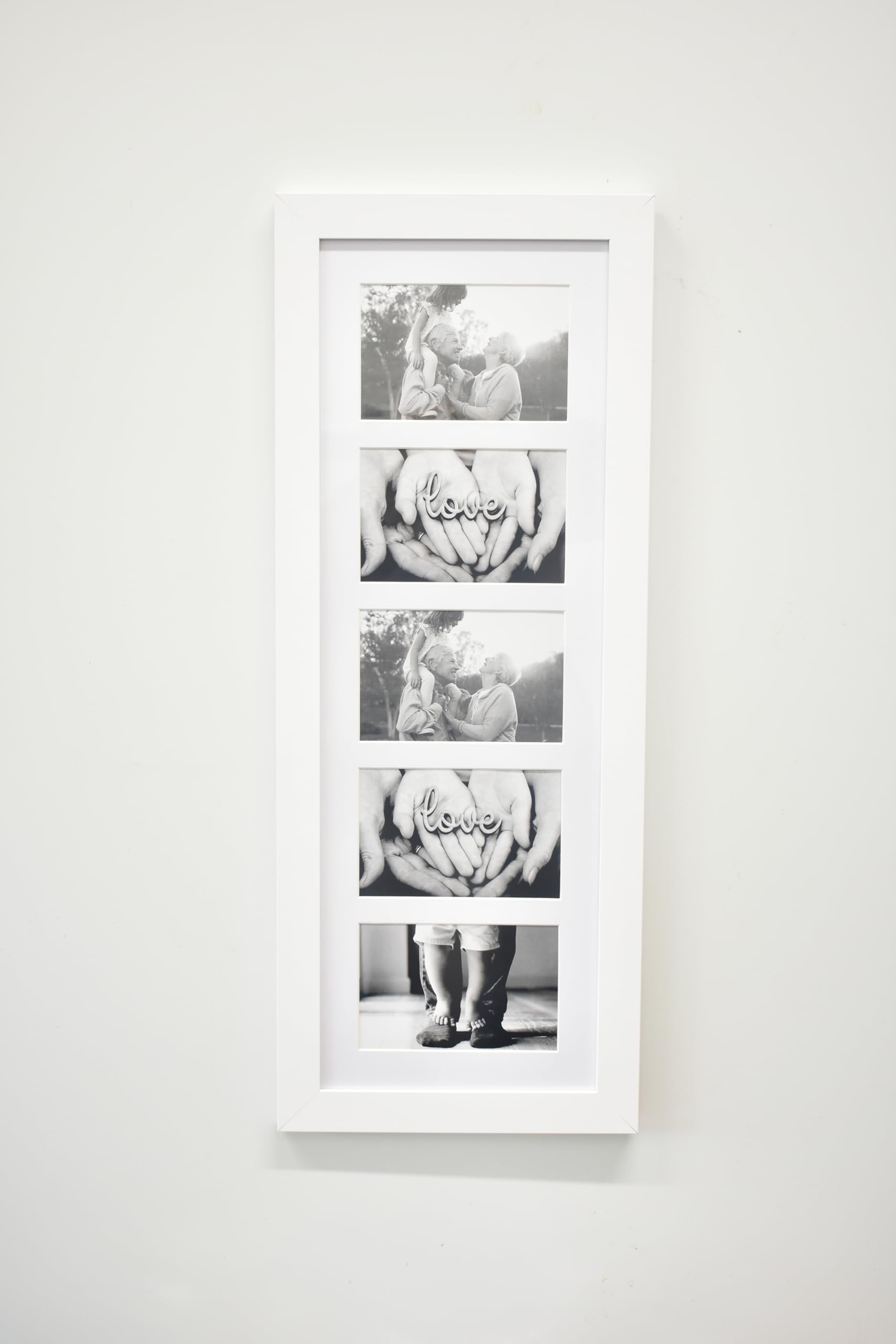 Deenz White 5 Multi-Aperture Frame Photos Multi Picture Wall Frame Family Rules Collage Frame Photo Frame 26X65cm (White)