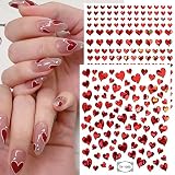 Valentine Heart Nail Art Stickers Laser Heart Nail Decals Acrylic Nail Tip Rainbow Love Heart Leopar