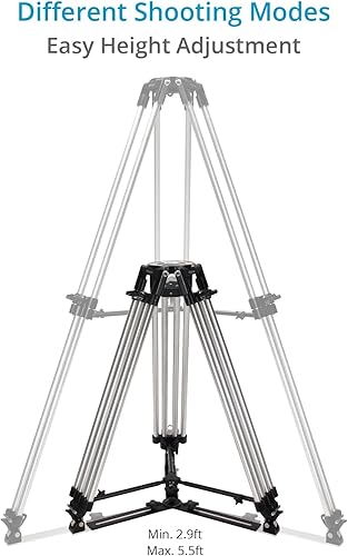 Miniatura 4 de PROAIM Mitchell - Soporte de trípode para cámara resistente con esparcidor. Pies de doble pico, patas de aluminio. Altura 35-66 pulgadas. Carga útil