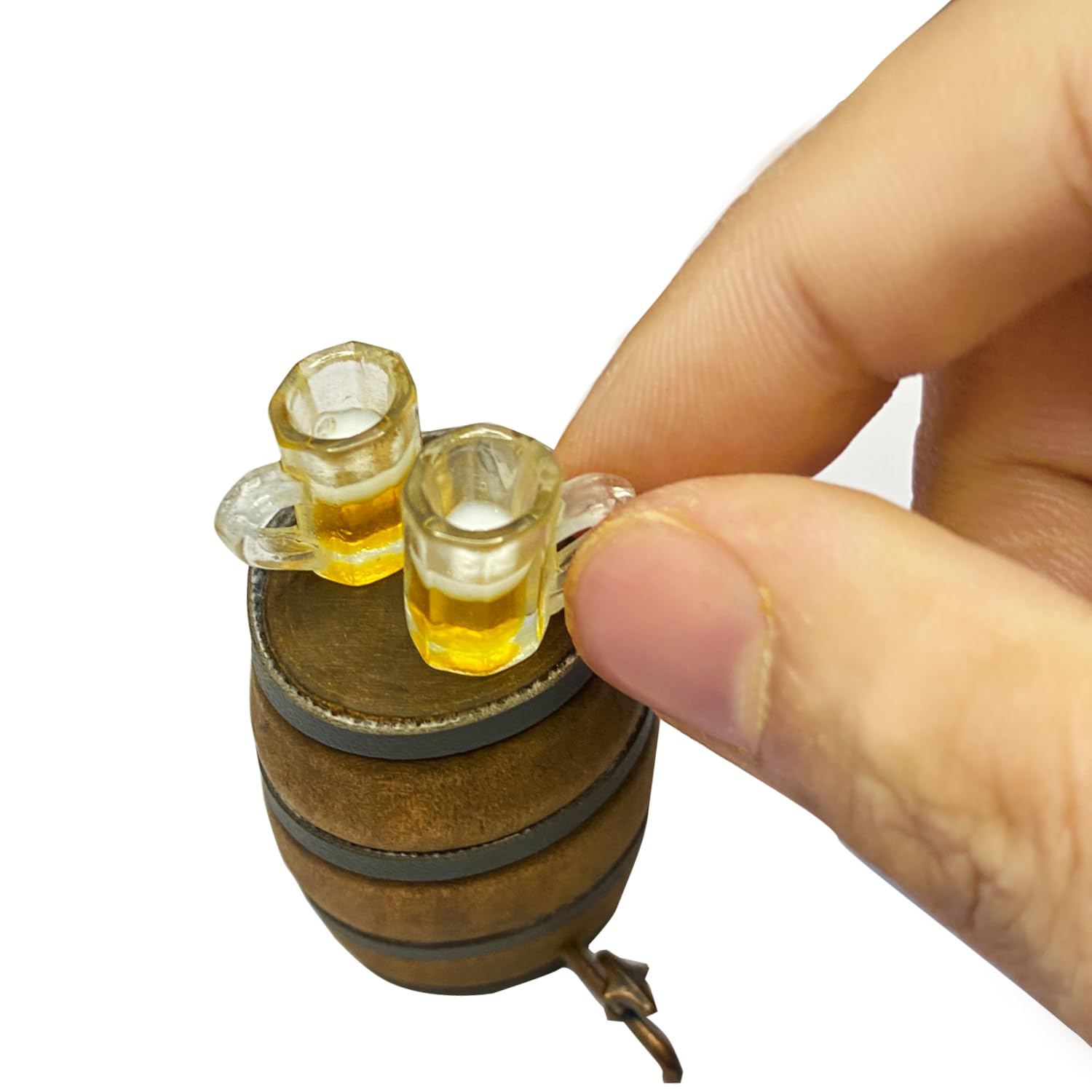 TOYANDONA 2pièces Mini Fût Bois Réplique De Bar à Bière Et Tonneau à Vin pour Décoration De Maison De Poupée Et Paysage Miniature