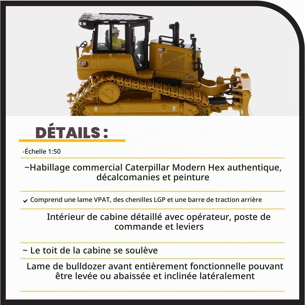 Diecast Masters 85554 - Cat D6 LGP VPAT Track Type Tractor, échelle 1:50, à partir de 14 Ans, en boîte métallique, Convient aux collectionneurs