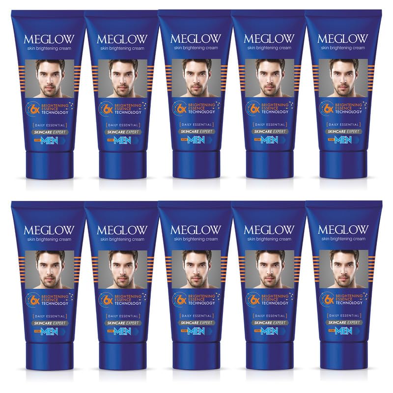Image of Meglow Skin Brightening Cream Glycolic Acid & Kojic Acid Dark Spot Removal, Radiant & Glowy Skin - Dermatologically Tested, Paraben-Free Pack of 10 (15g each)