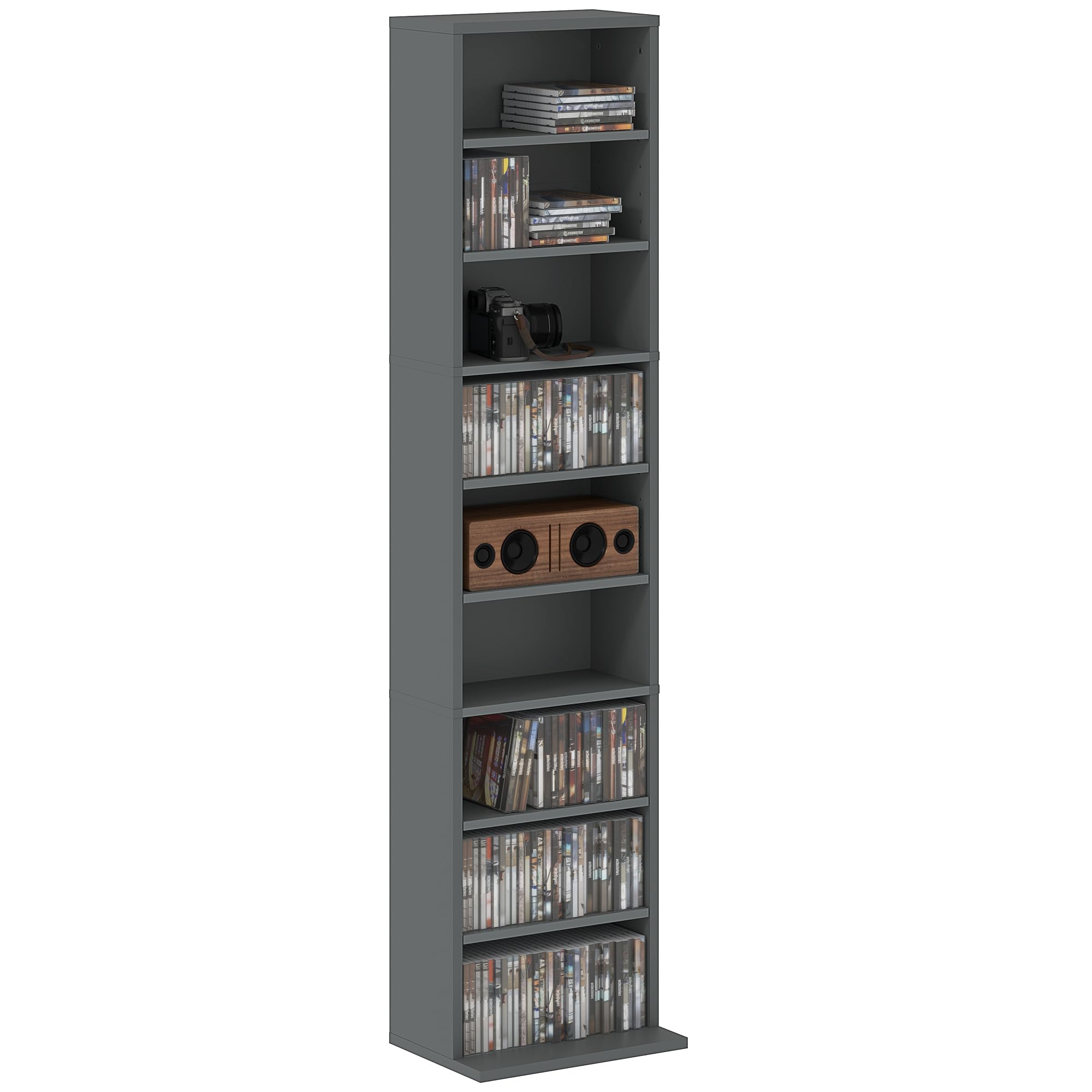 Homcom 260 Cd Storage Unit 120 Dvd Storage Tower With 9 Compartments Grey from B&Q