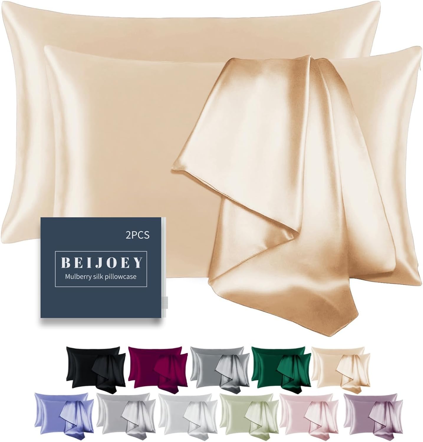 100% Mulberry Silk Pillowcase 2 Pack for Hair and Skin,with Hidden Zipper,Both Sides 19 Momme 600 Thread Count Natural Silk Pillow Cover,Soft Breathable Smooth (Buff Beige, Standard 20”x26”) 100% Mulberry Silk Pillowcase 2 Pack for Hair and Skin,with Hidden Zipper,Both Sides 19 Momme 600 Thread Count Natural Silk Pillow Cover,Soft Breathable Smooth (Buff Beige, Standard 20”x26”)