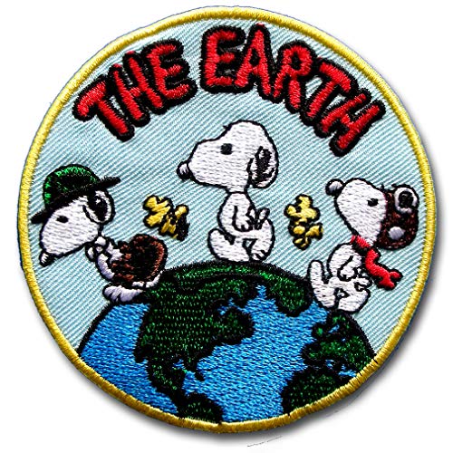 Verani Snoopy Patch Embroidered Iron on Cartoon Kids Sew Peanuts Badge Earth Peace Woodstock Love Emblem