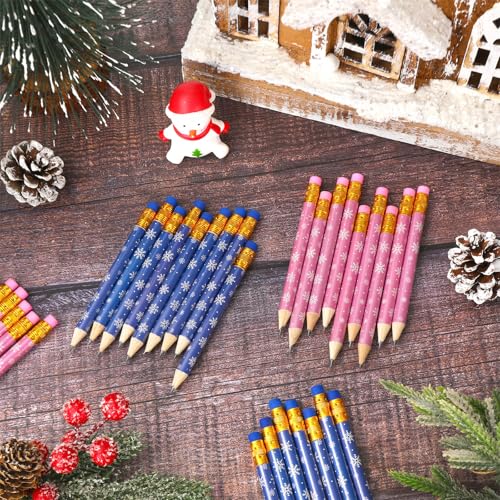 Lápices cortos de invierno Grafito 50 pzas con borrador miniatura 3