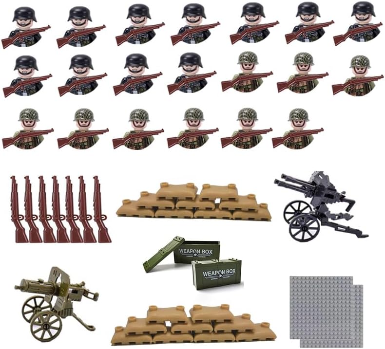 Juego de 64 figuras de acción de la Segunda Guerra Mundial de la Segunda Guerra Mundial, juego del ejército, armas militares con ametrall