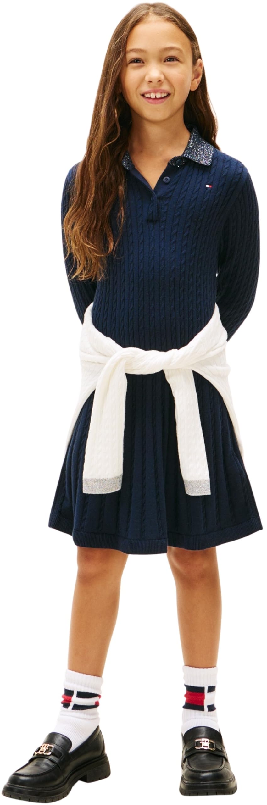 Tommy Hilfiger Mini Cable Sweater Dress Kg0kg08938 Vestido Tipo suéter Niñas