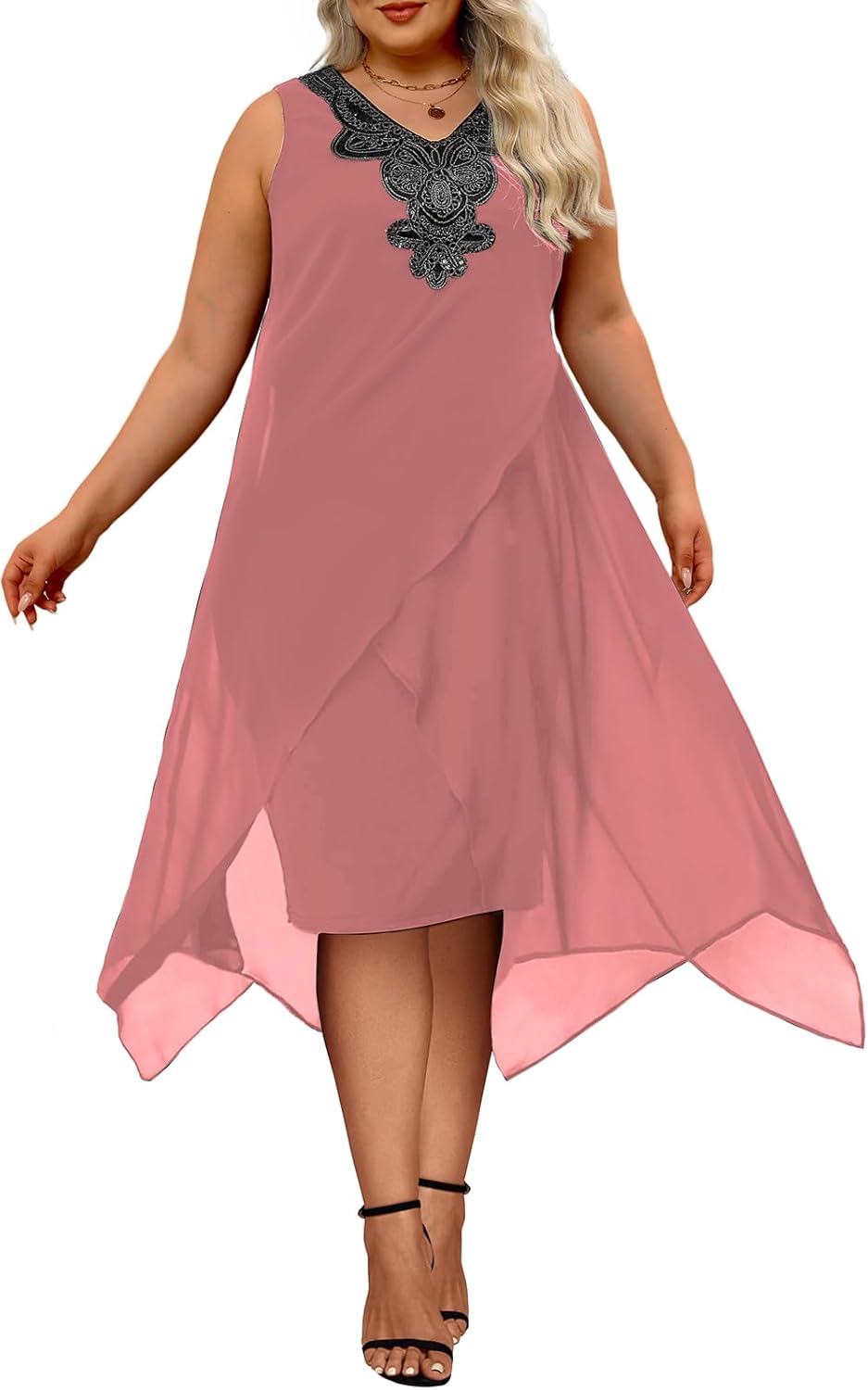 OCSTRADE Chiffon Dress Midi Dresses summarizes in ten words