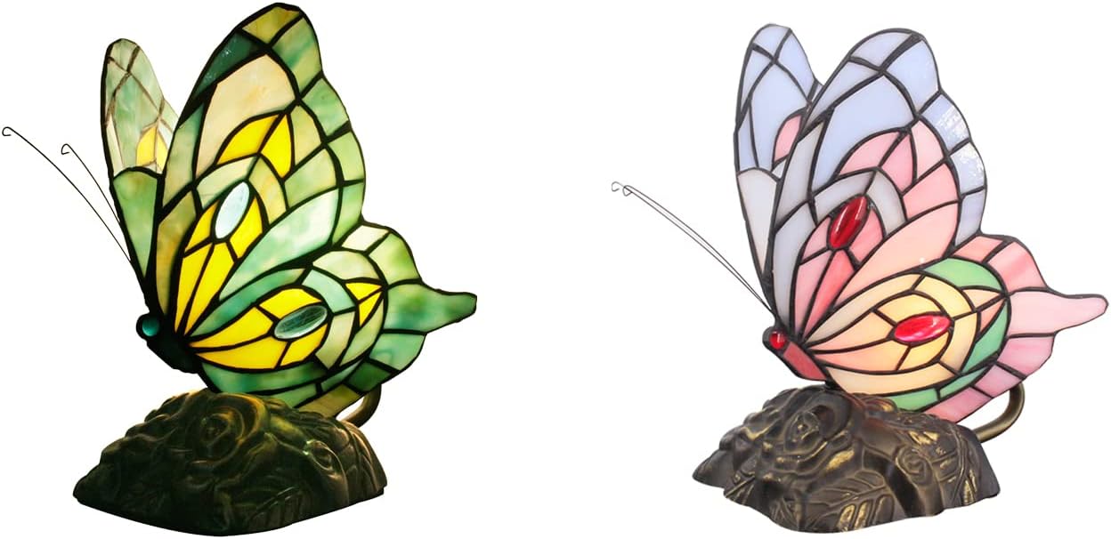 Tiffany Style Stained Glass Butterfly Small Table Lamp