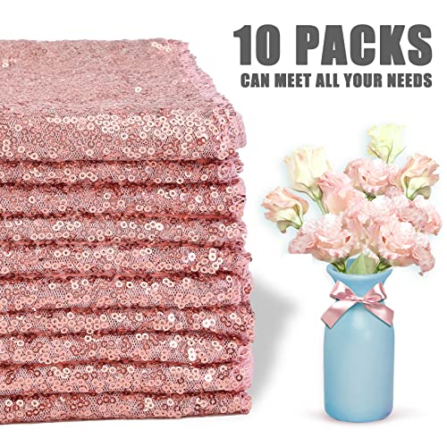 Fani CZ006 10 Packs 12 X 108 Inch Sequin Table Runner Rose Gold thumb #2