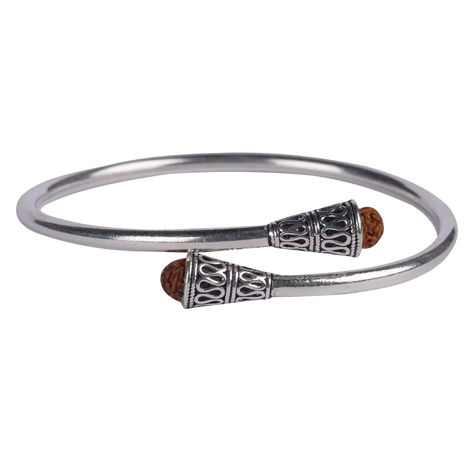 NEMICHAND JEWELS 925 Sterling Silver Single Simple Plain Rudraksha Kada Bangle Bracelet for Women & Girls (B08JGDL9DY) Amazon Price History, Amazon Price Tracker