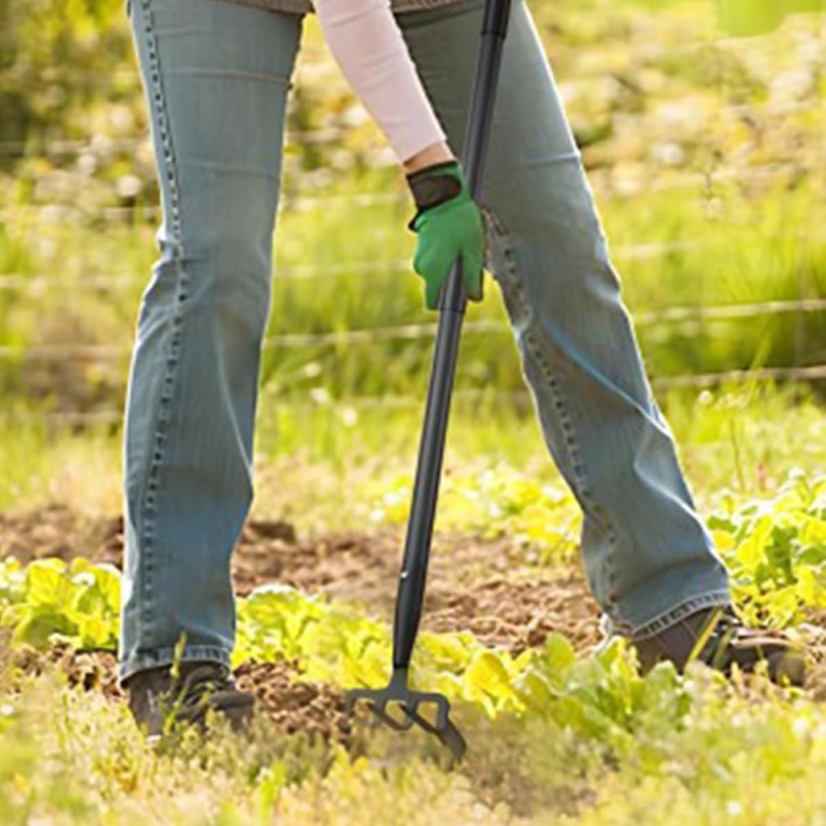 HOMSFOU Rastrello da Giardino Piccolo in Acciaio Inox Nero per Scavo | Attrezzi per Giardino, Allenta Terreno Leggero, Lavorazione Manuale per Cura Verde