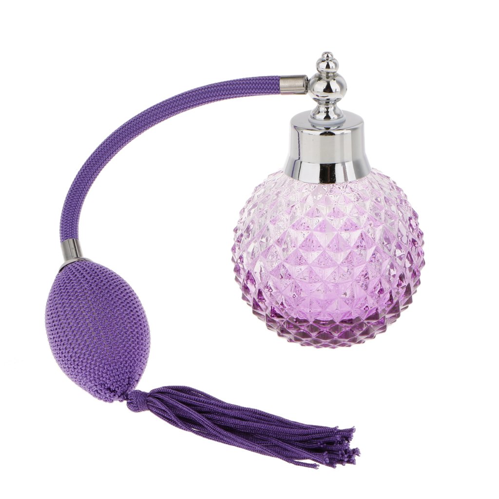 New Vintage Crystal Perfume Bottle Purple Spray Atomizer Refillable Glass-image-17