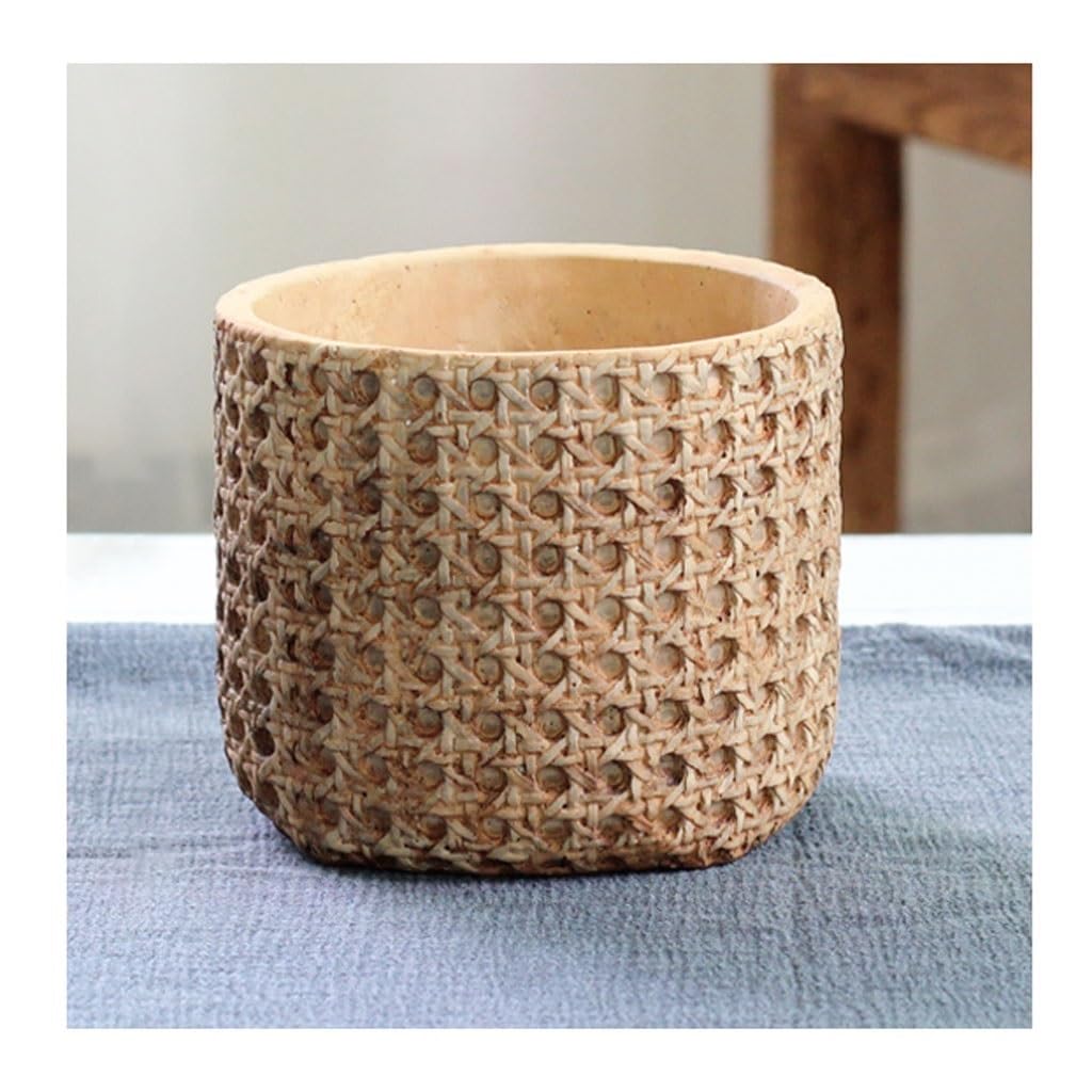 Gelasige C Flower Pots Reative Flower Pot Japanese Imitation Woven Flower Pot Retro Erami Pot Orchid Potted Large Outdoor Flower Pots(C)