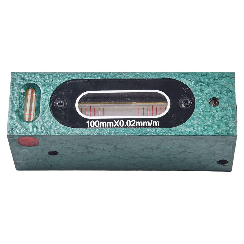 Nivel de burbuja de precisión de 100 mm con resolución de 0,02 mm de acero para maquinaria industrial, base de ranura en V y caja de madera para ingenieros y talleres