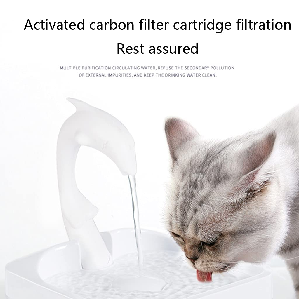 PANGBOER Fuentes de agua para gatos, dispensador automático de agua para perros y mascotas, con ventana de 2 L con ventana nocturna para visión LE, fuente grande automática con filtro