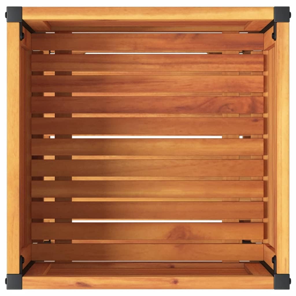 vidaXL Jardinera con Estante Madera Maciza Acacia y Acero 45x45x80 cm, Jardinera de Exterior, Jardinera para Flores, macetero para Tomates