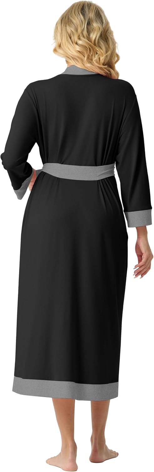 PrinStory Robes for Women Soft Kimono Bathrobe Lightweight Knit Sleepwear long Lounge Robes