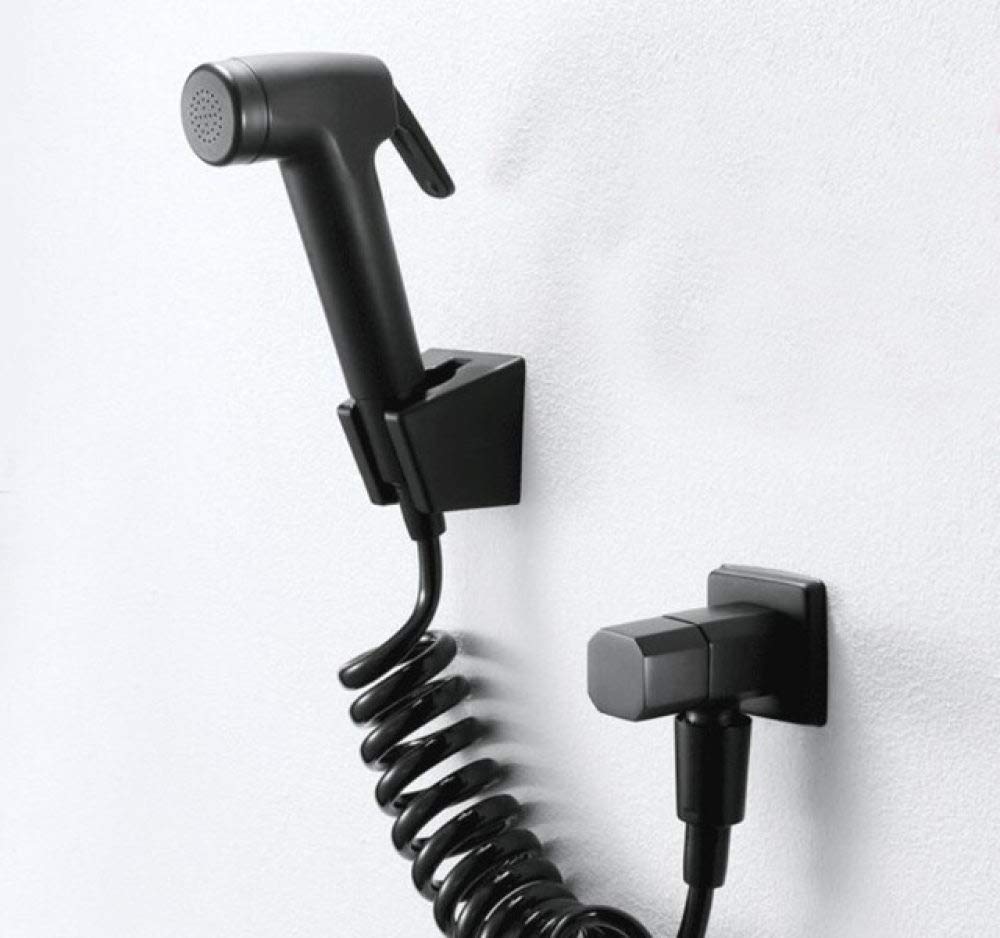 Pulvérisateur de douche bidet WC noir complet, douchette toilette avec support mural