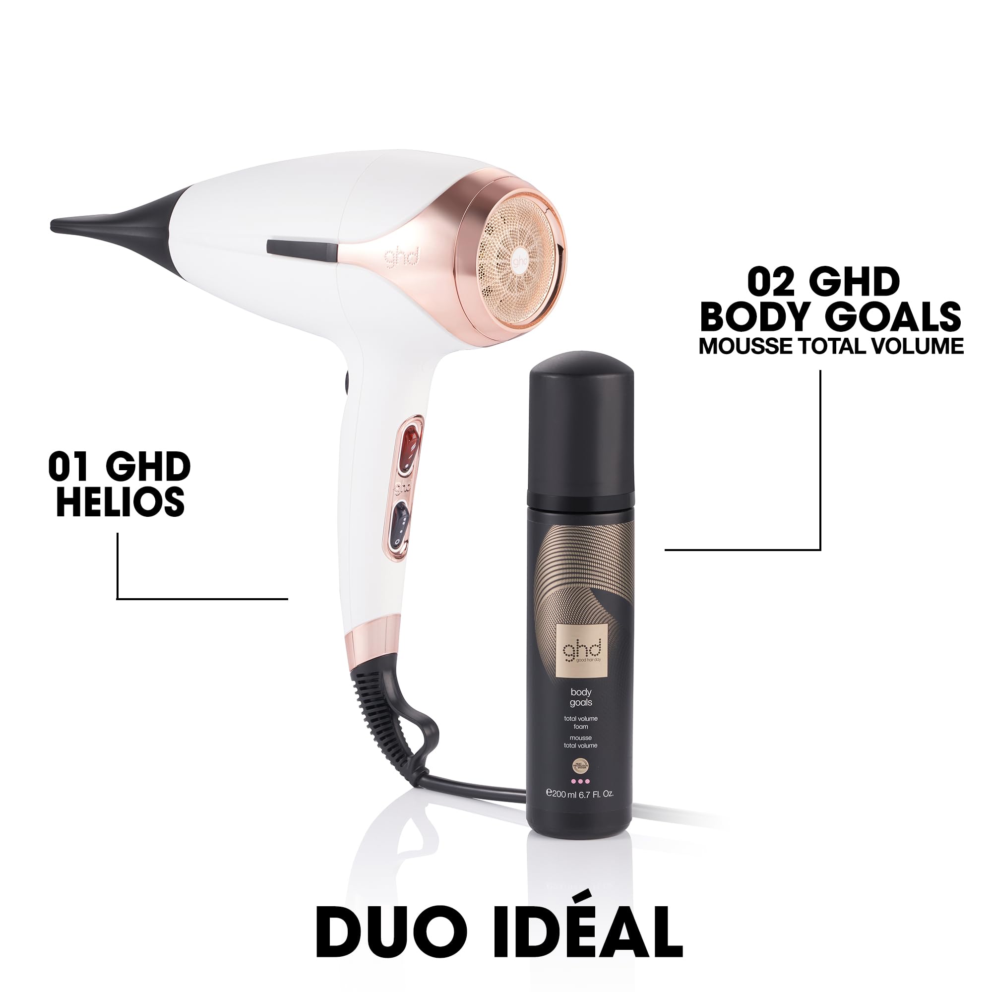ghd - Sèche-cheveux ghd Helios - Sèche-cheveux professionnel - Puissant et précis - Cheveux sans frisottis et 30% plus brillants - Recommandé par les coiffeurs - Idéal tous types de cheveux