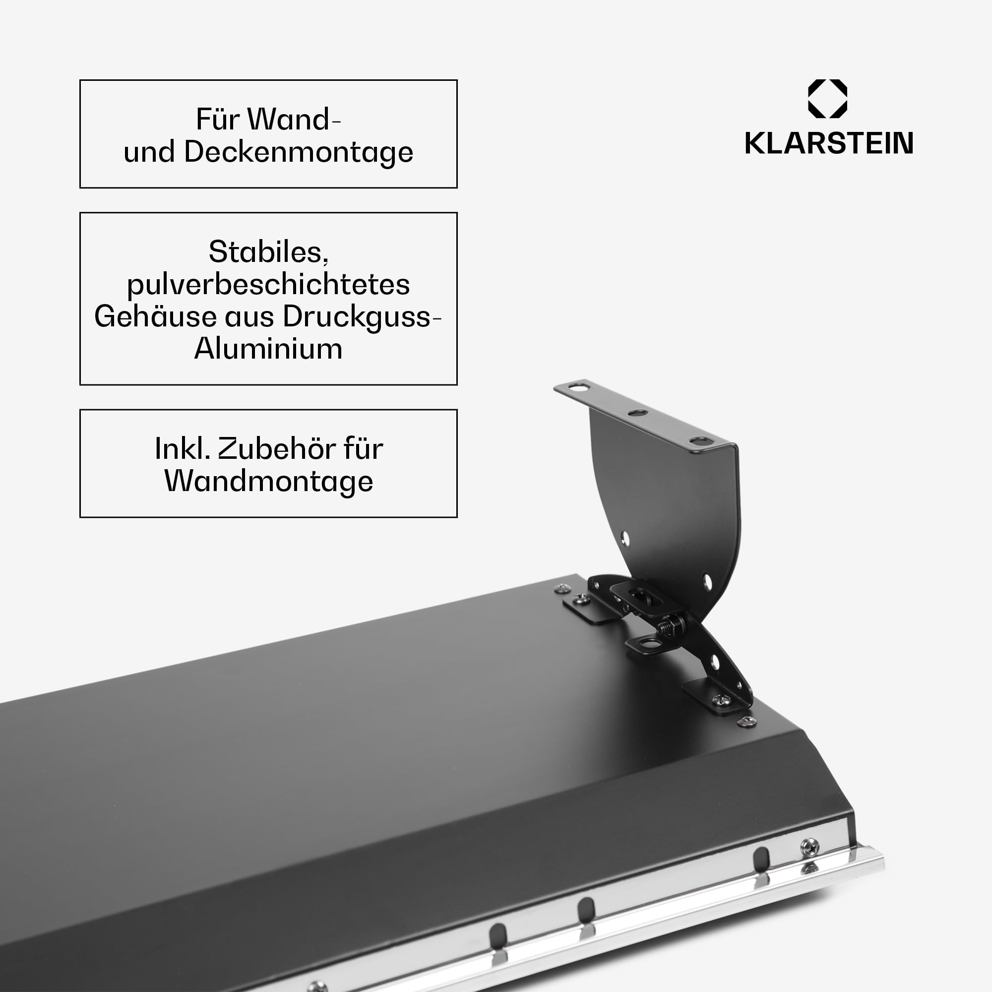 blumfeldt Cosmic Beam Ultra - Heizstrahler, Infrarotheizung, Terassenheizer, 2200 Watt Leistung, IPX4 Schutzart, Fernbedienung, inkl. Montagematerial, Fernbedienung, Eco-Modus, schwarz
