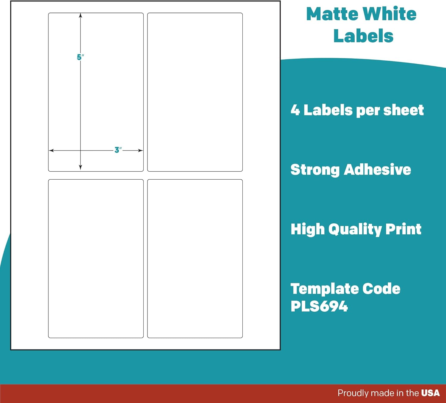Premium Label Supply White Sticker Labels – 3" x 5" – Laser/Inkjet Compatible – (4 per Sheet), 25 Sheets – 100 Total Adhesive Labels - Image 4