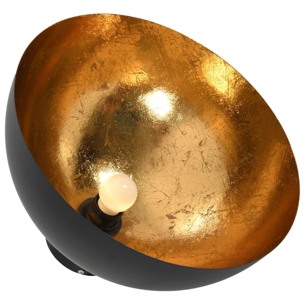 vidaXL 2x Lámparas de Techo Semiesféricas Iluminación Hogar Uso Residencial o Comercial Diseño Moderno Elegante Sencillo Decoración Negra y Dorada E27