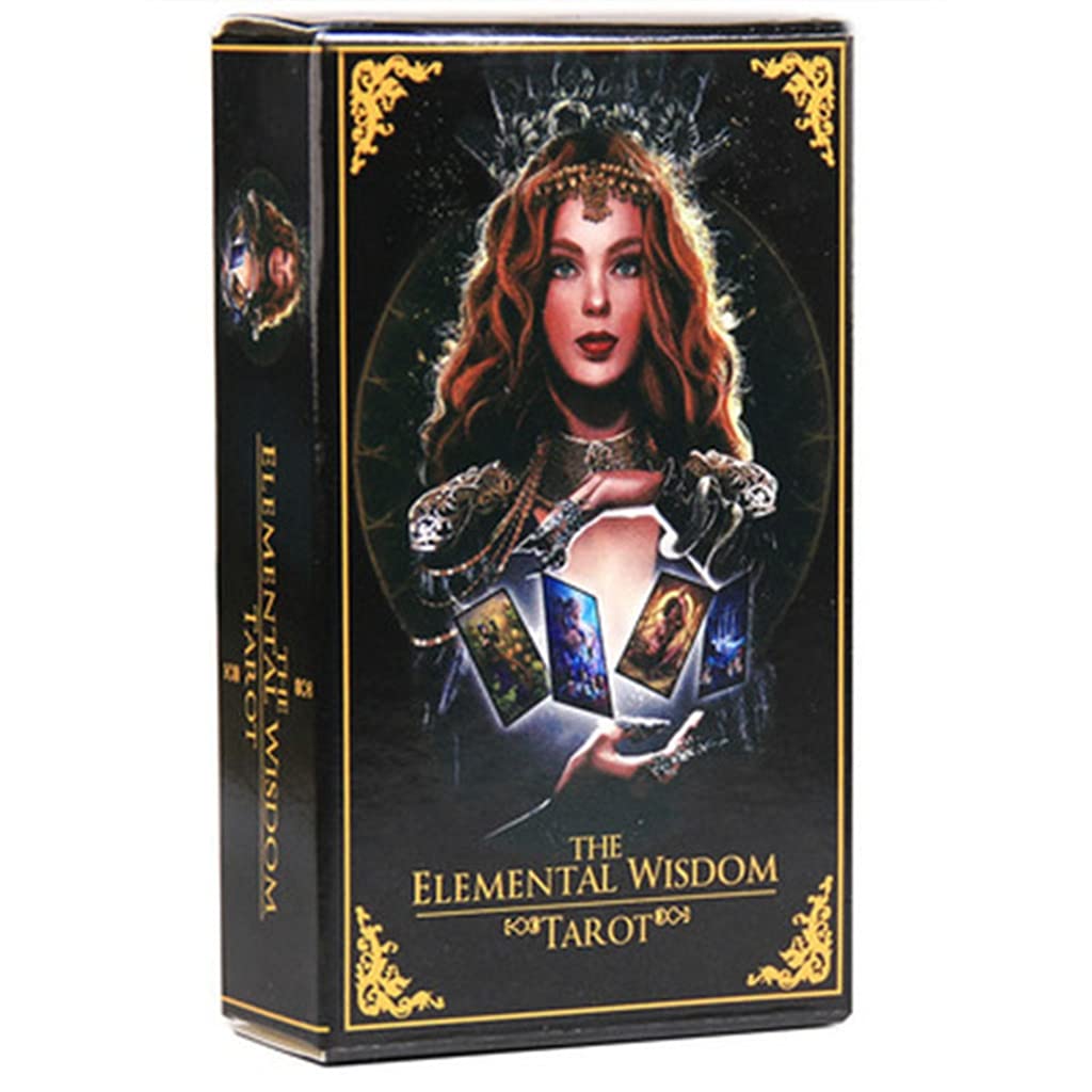 DZC The Elemental Wisdom Tarot, Unique Holographic Function Divination Card Toy, Suitable for Beginners' Family Interactive Gathering Home (Bag, Tablecloth)