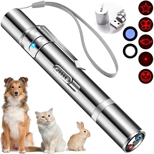 Laser Pointer, Cat Toys for Indoor Cats, Kitten Dog Laser Pen Toy, Red Dot LED Light Pointer Interactive Toys for Indoor Cats Dogs, USB Charging, 5