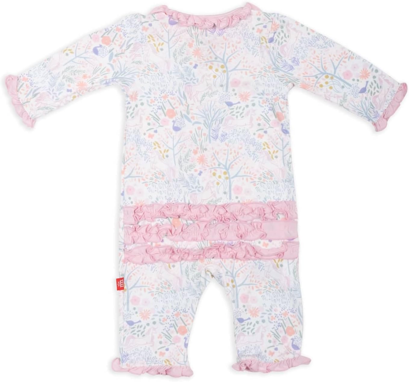 Magnetic Me Classic Magnetic Coveralls | Silky Soft Modal Fabric | Pixie Pink Ruffle | 9-12 Months - Image 2
