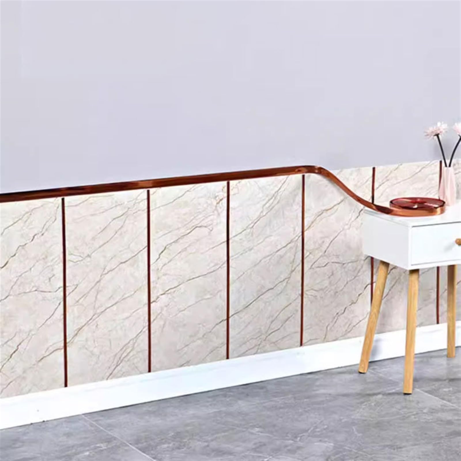 Elastyczna samoprzylepna listwa ścienna do płytek lustrzanych sufitowych panel podłogowy szafka (szczotkowane złoto 3 cm X 10 M)