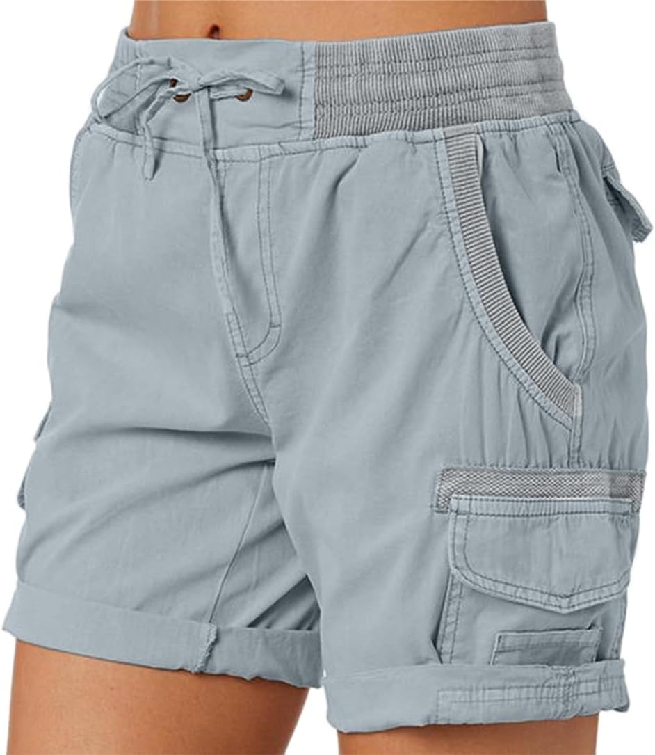 Adhdyuud Women Cargo Shorts Loose Hiking Pockets Biking Short