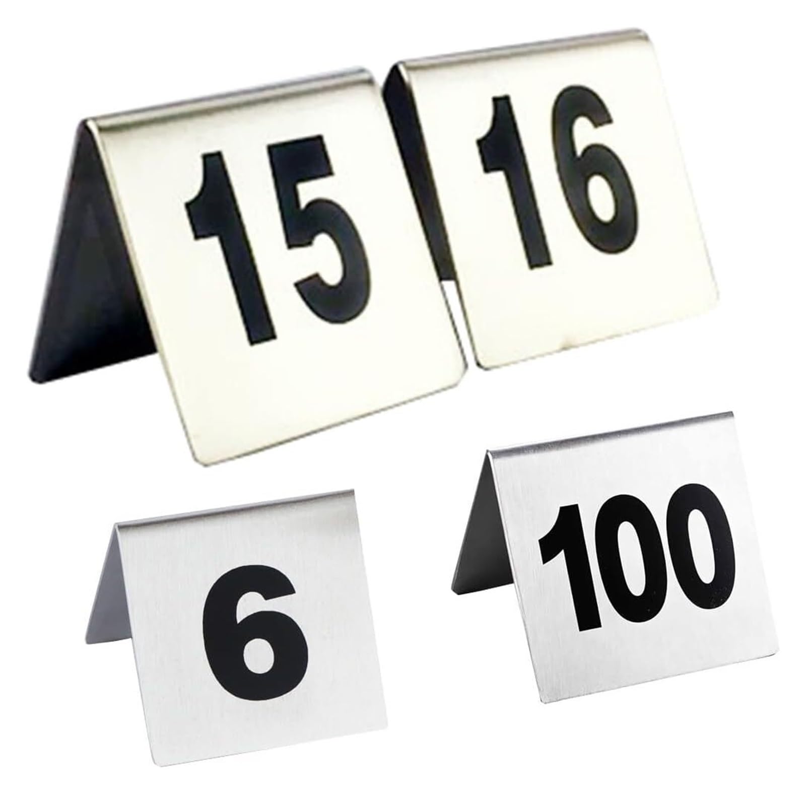 Stainless Steel Restaurant Table Number Sign | Usage Scenario: Double-Sided Stainless Steel Restaurant Display(1-50)