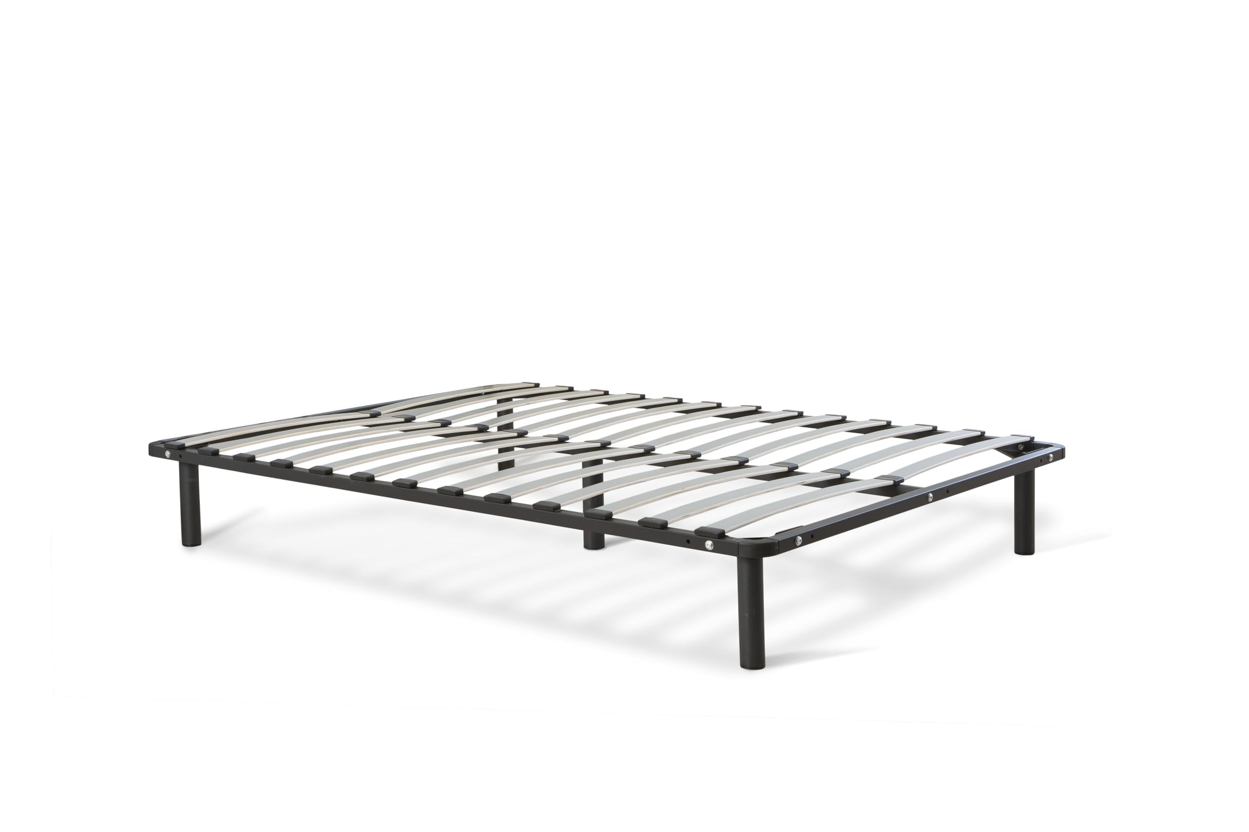 MUEBLIX.COM - Somier Reforzado para Cama 150 x 190 cm Remo, Somier con Patas Roscadas 27 cm, Fabricado con Estructura Metálica en Tubo de Acero, Somier Láminas Anchas Desmontable