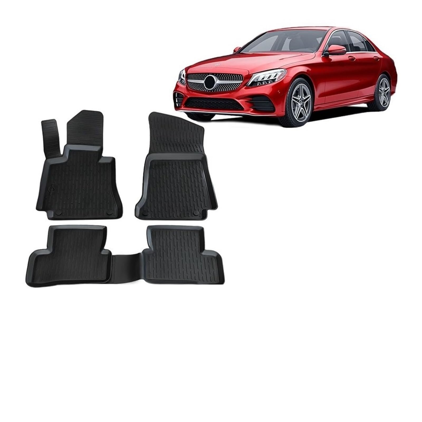 3D Pool Car Mats Compatible with Mercedes C Series W205 2014 2020 Auto Interior Carpet Protector Accessories Rubber — view 2
