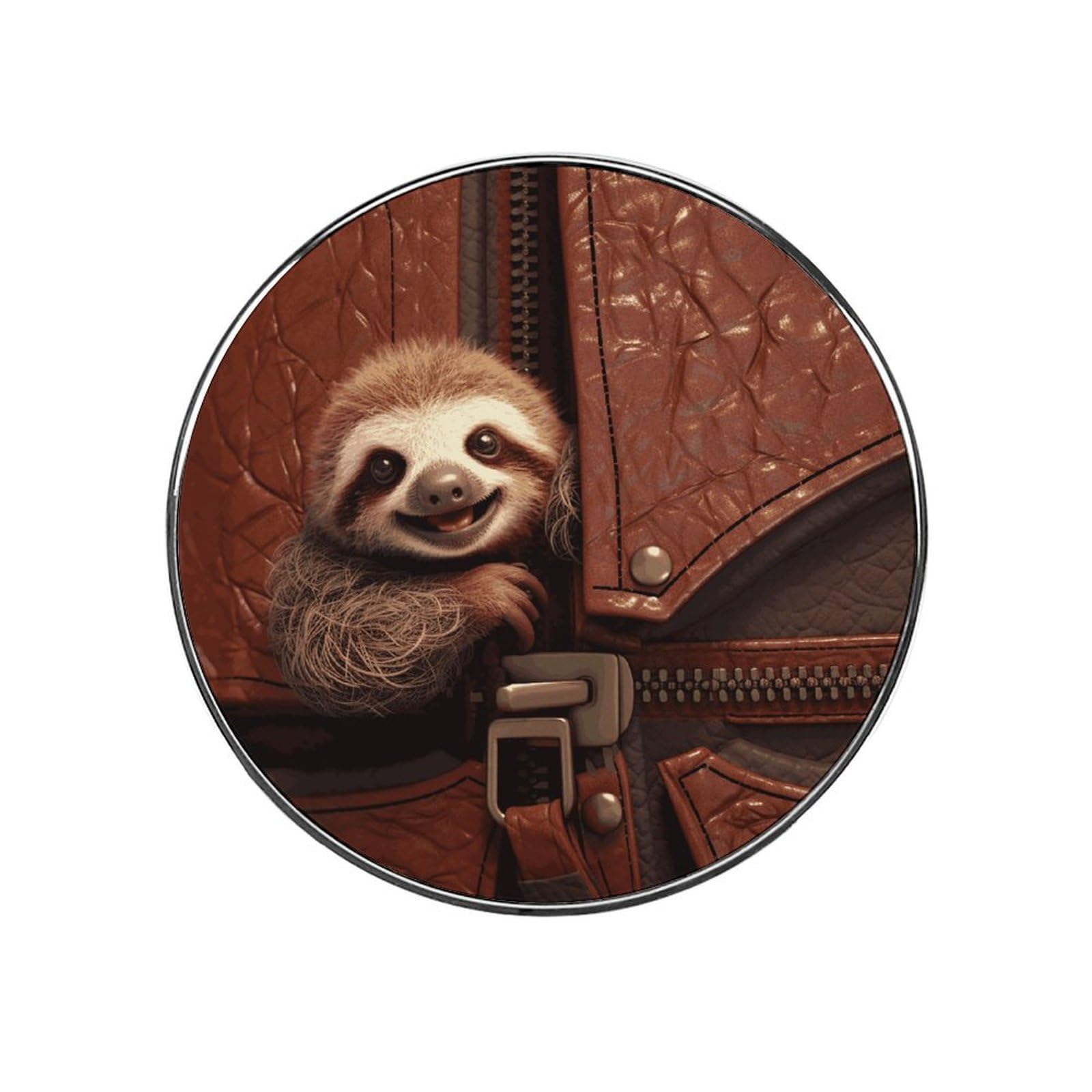 Adfgyerh Style Sloth On Zipper Refrigerator Magnets Circular Design，Stickers Home Decorations，Fridge Magnets For Fridge Plant Lovers Kitchen Office Locker Whiteboard Car Garage Decor.