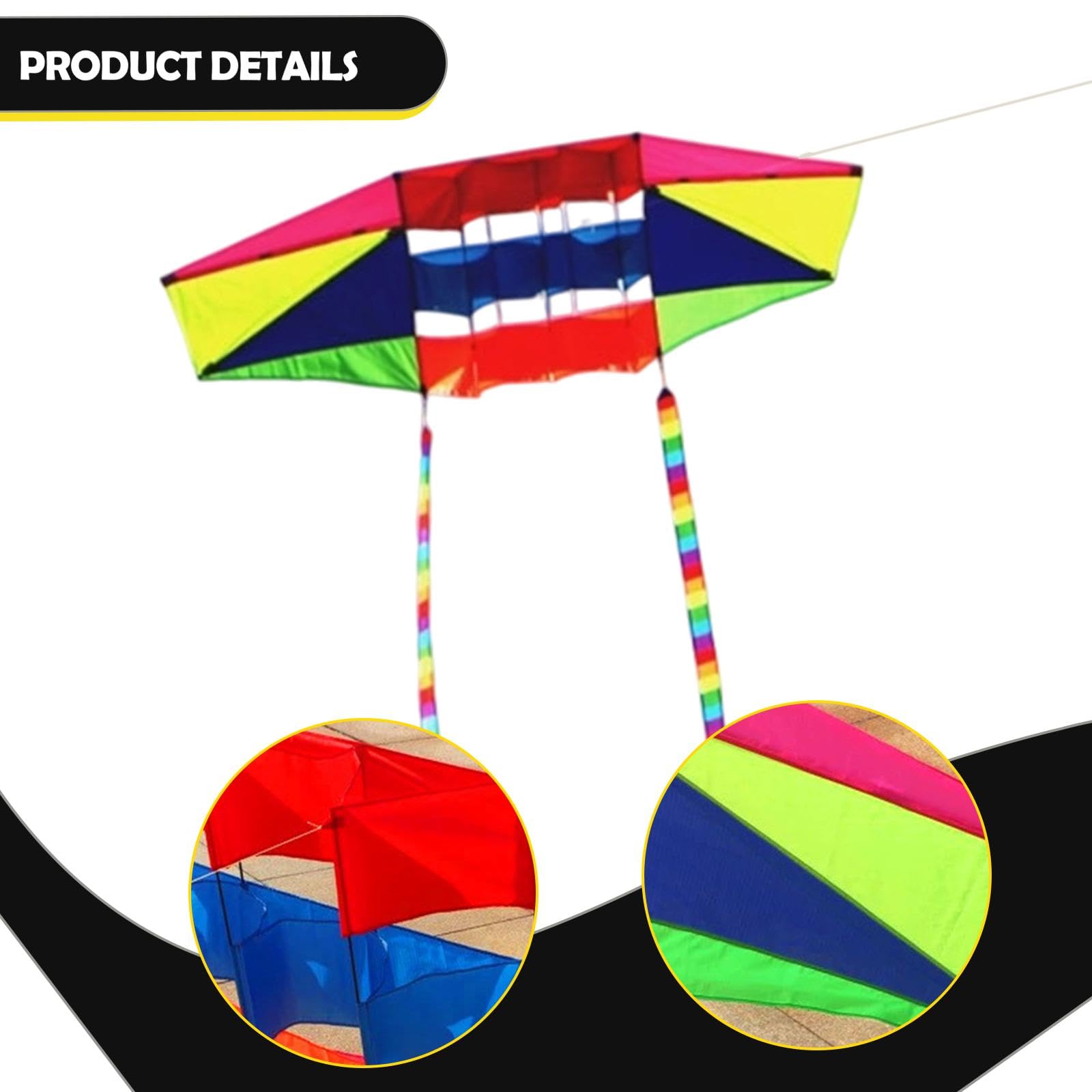 Cometa de Una Línea para Niños y Adultos, 205 cm x 80 cm (80.7" x 31.5"), Gran Envergadura, Colorida, para Playa y Deportes al Aire Libre