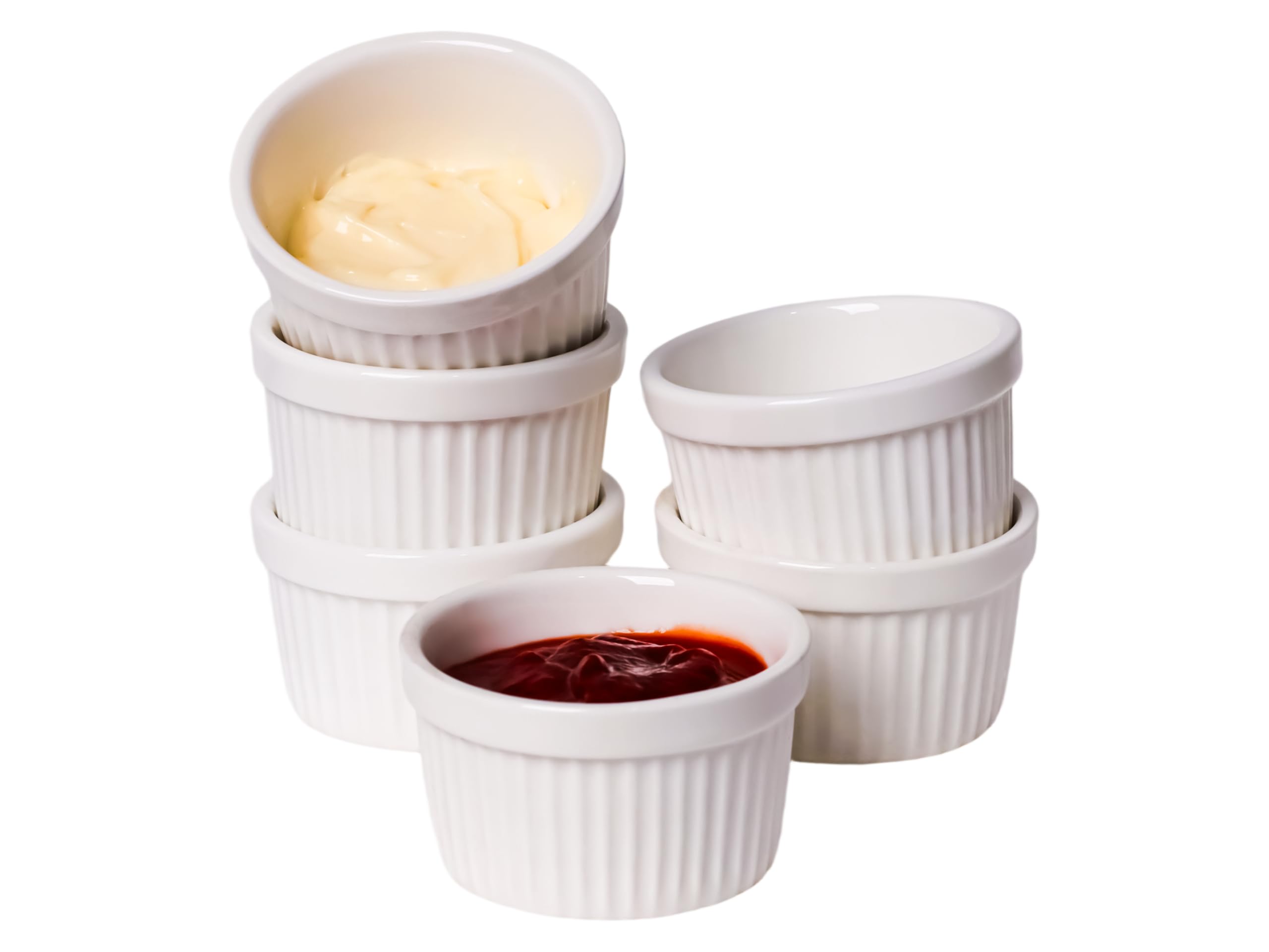 Glass Bowl 6-Pack 4oz Glass Ramekins Oven-Safe Dessert Bowls